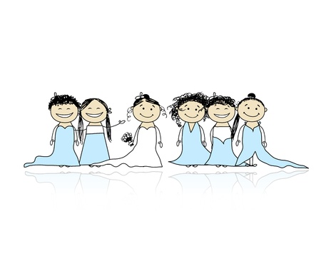 Bride with bridesmaids for your designのイラスト素材