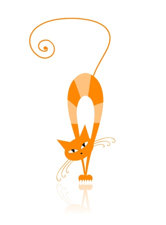 Graceful orange striped cat for your design のイラスト素材