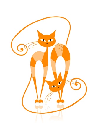 Graceful orange striped cat for your design のイラスト素材