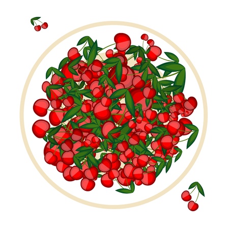 Plate with cherries for your designのイラスト素材