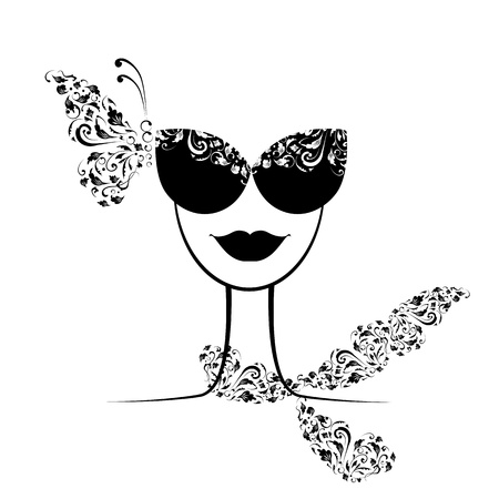 Female fashion silhouette with sunglasses your design のイラスト素材