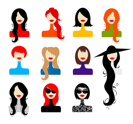 Set of woman's faces for your designのイラスト素材
