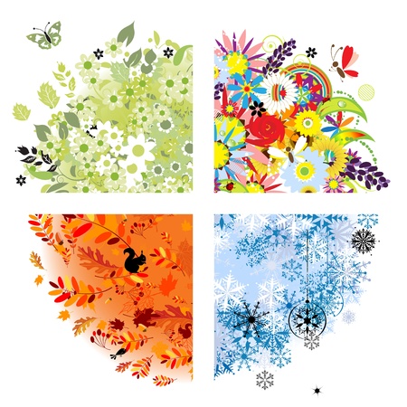 Four seasons - spring, summer, autumn, winter.のイラスト素材