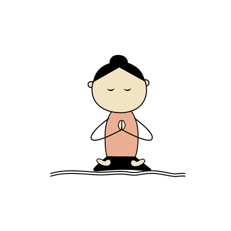 Woman practicing yoga, lotus poseのイラスト素材