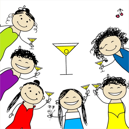 Hen party! Funny friends for your designのイラスト素材