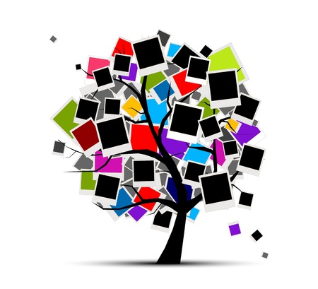 Memories tree with photo frames for your design, insert your pictureのイラスト素材
