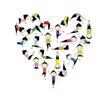 I love yoga! Heart shape for your designのイラスト素材