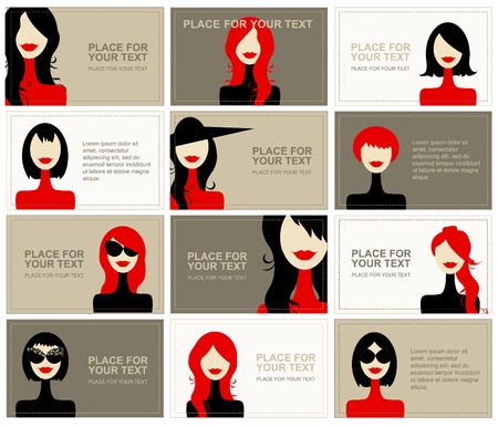 Business cards with woman faces for your designのイラスト素材