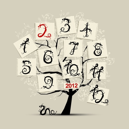 Months of year, dragons style, symbol of 2012 for your designのイラスト素材