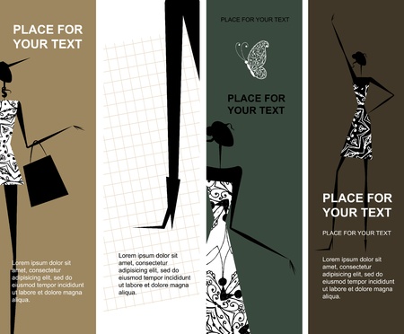 Fashion girls, banners with place for your textのイラスト素材