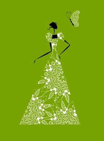 Fashion girl silhouette in wedding dress for your designのイラスト素材