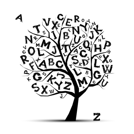 Art tree with letters of alphabet  for your designのイラスト素材