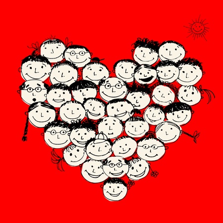 Happy peoples, heart shape for your designのイラスト素材