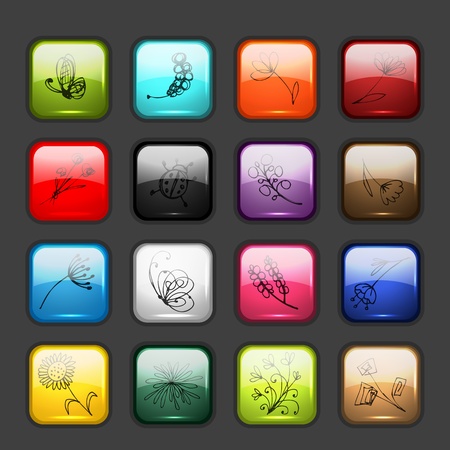 Set of glossy button icons for your designのイラスト素材