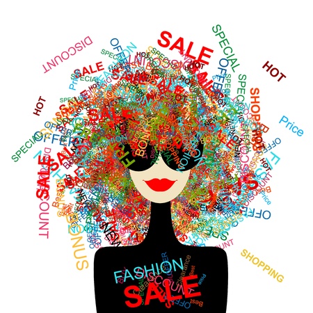 I love sale! Fashion woman with shopping concept for your designのイラスト素材