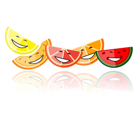 Funny fruits smiling together for your designのイラスト素材