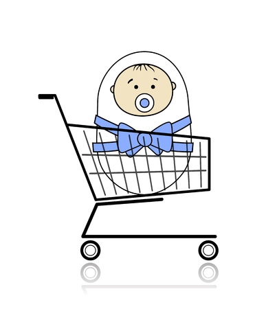 Baby in basketのイラスト素材