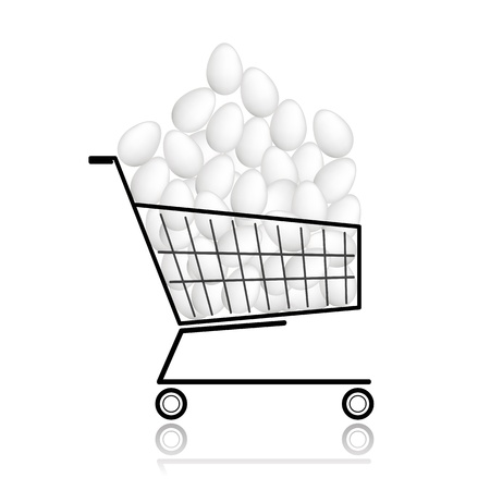 Pile of eggs in shopping cart for your designのイラスト素材