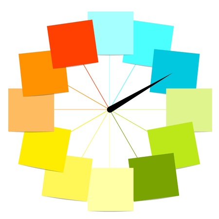 Creative clock design with stickers for your textのイラスト素材
