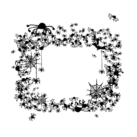 Halloween frame made from spiders and batsのイラスト素材