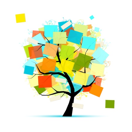 Art tree with stickers for your designのイラスト素材