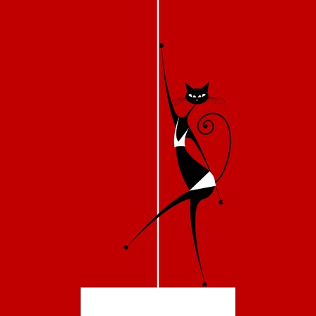 Graceful cat dancing, vector illustration for your designのイラスト素材