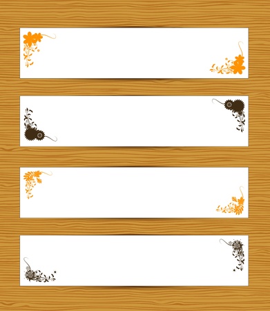 Abstract banners on wooden backgroundのイラスト素材