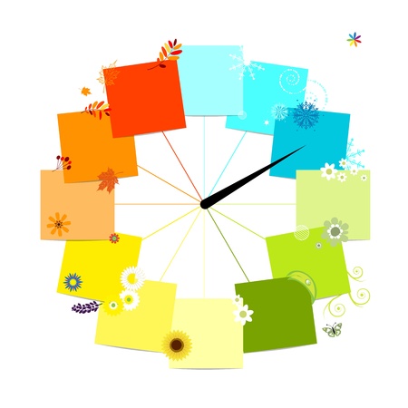 Design of clock  Four seasons, concept のイラスト素材