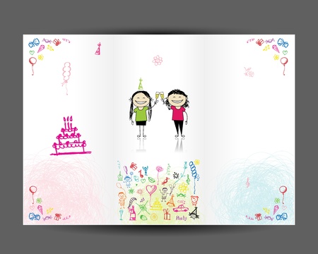 Birthday postcard, inside page  Design for your printのイラスト素材
