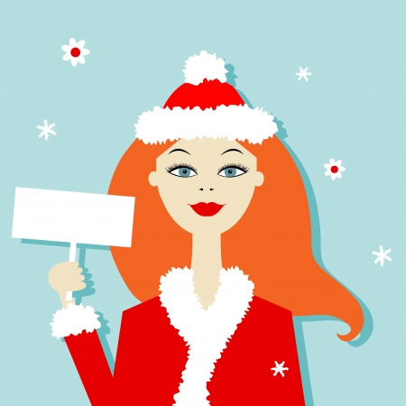 Santa girl, christmas postcard for your designのイラスト素材