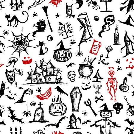 Halloween hand drawn pattern for your designのイラスト素材