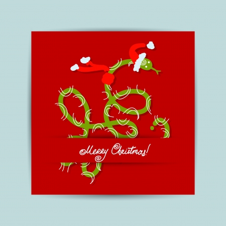 Christmas postcard design with snake, symbol of chinese new year 2013のイラスト素材