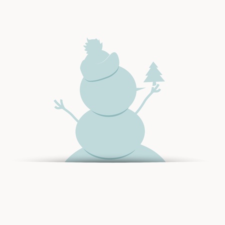 Happy snowman with christmas tree, postcard designのイラスト素材