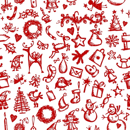 Christmas seamless sketch for your designのイラスト素材