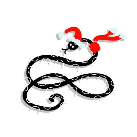 Snake in santa hat, symbol of chinese new year 2013のイラスト素材