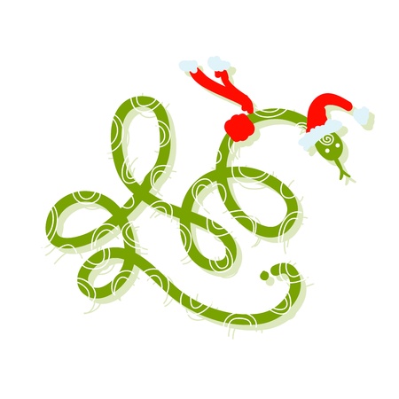 Snake in santa hat, symbol of chinese new year 2013
