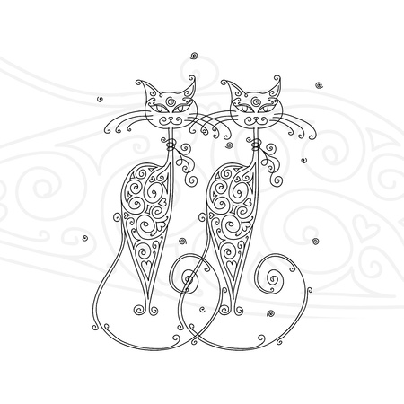 Couple of cats silhouette for your designのイラスト素材