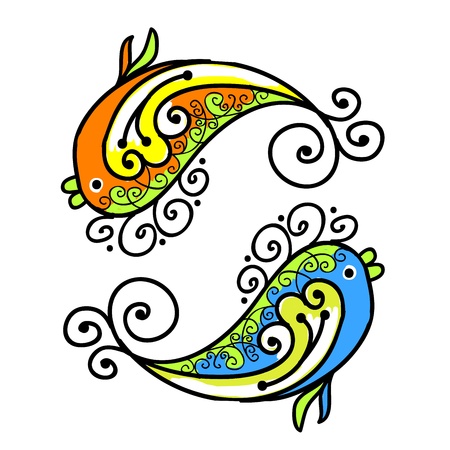 Sketch of funny fishes for your designのイラスト素材