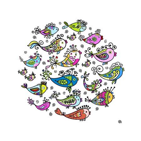 Sketch of funny fishes for your designのイラスト素材