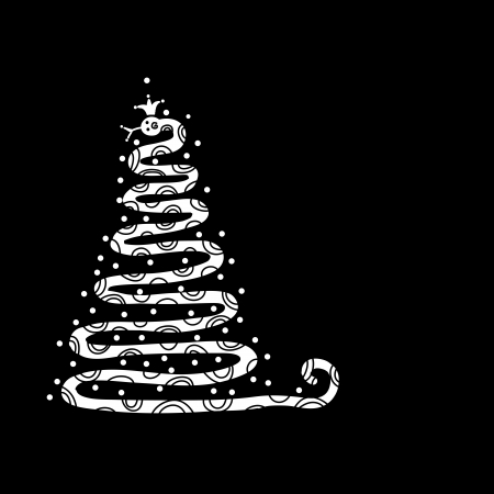 Abstract christmas tree design with snake shape, symbol of chinese new year 2013のイラスト素材