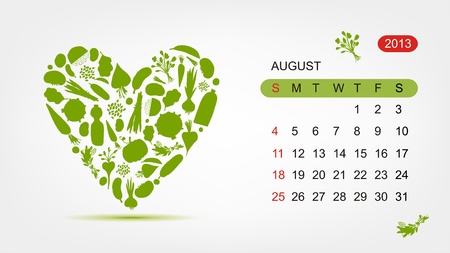 Vector calendar 2013, august  Art heart designのイラスト素材