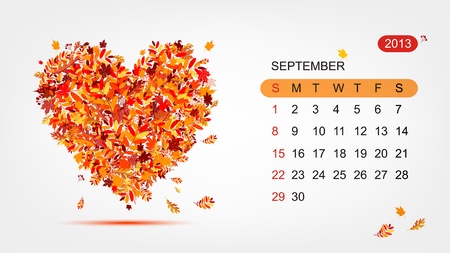 Vector calendar 2013, september  Art heart designのイラスト素材