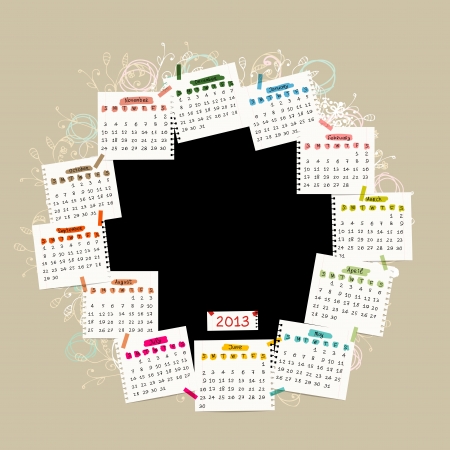 Vector calendar 2013 with place for your photo or textのイラスト素材