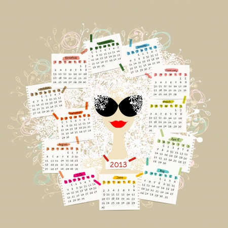 Woman portrait, calendar 2013 concept for your designのイラスト素材