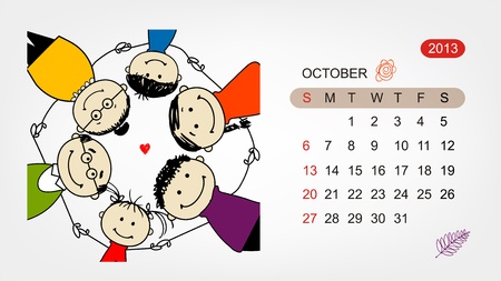 Vector calendar 2013  Family illustration for your designのイラスト素材
