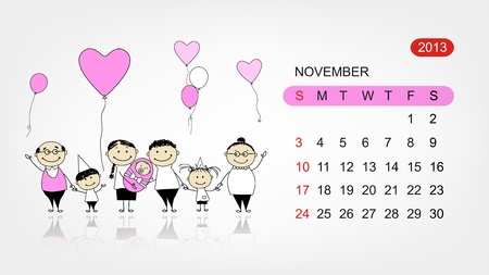 Vector calendar 2013  Family illustration for your designのイラスト素材