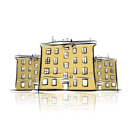 Sketch of street with old buildings for your designのイラスト素材