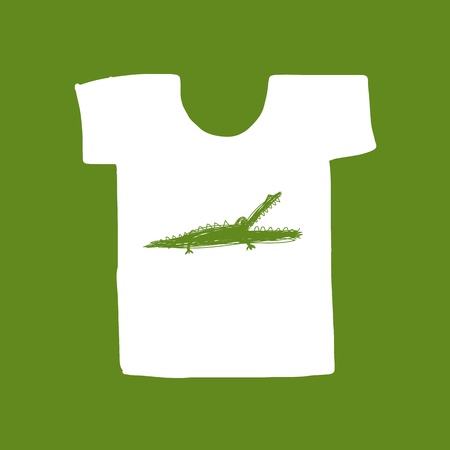 Crocodile sketch on white t-shirt for your designのイラスト素材