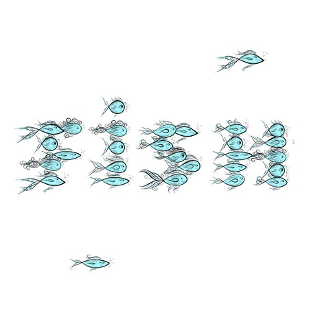 Fish word shape for your designのイラスト素材