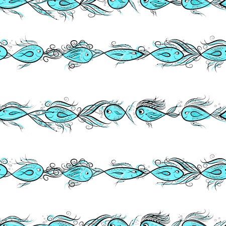 Seamless pattern with funny fishes for your designのイラスト素材